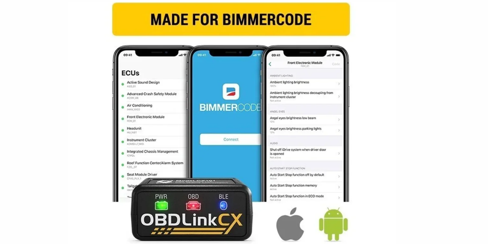 OBDLink CX BLE OBD2 Adapter for Bimmercode for Mini and BMW, for IOS & Android