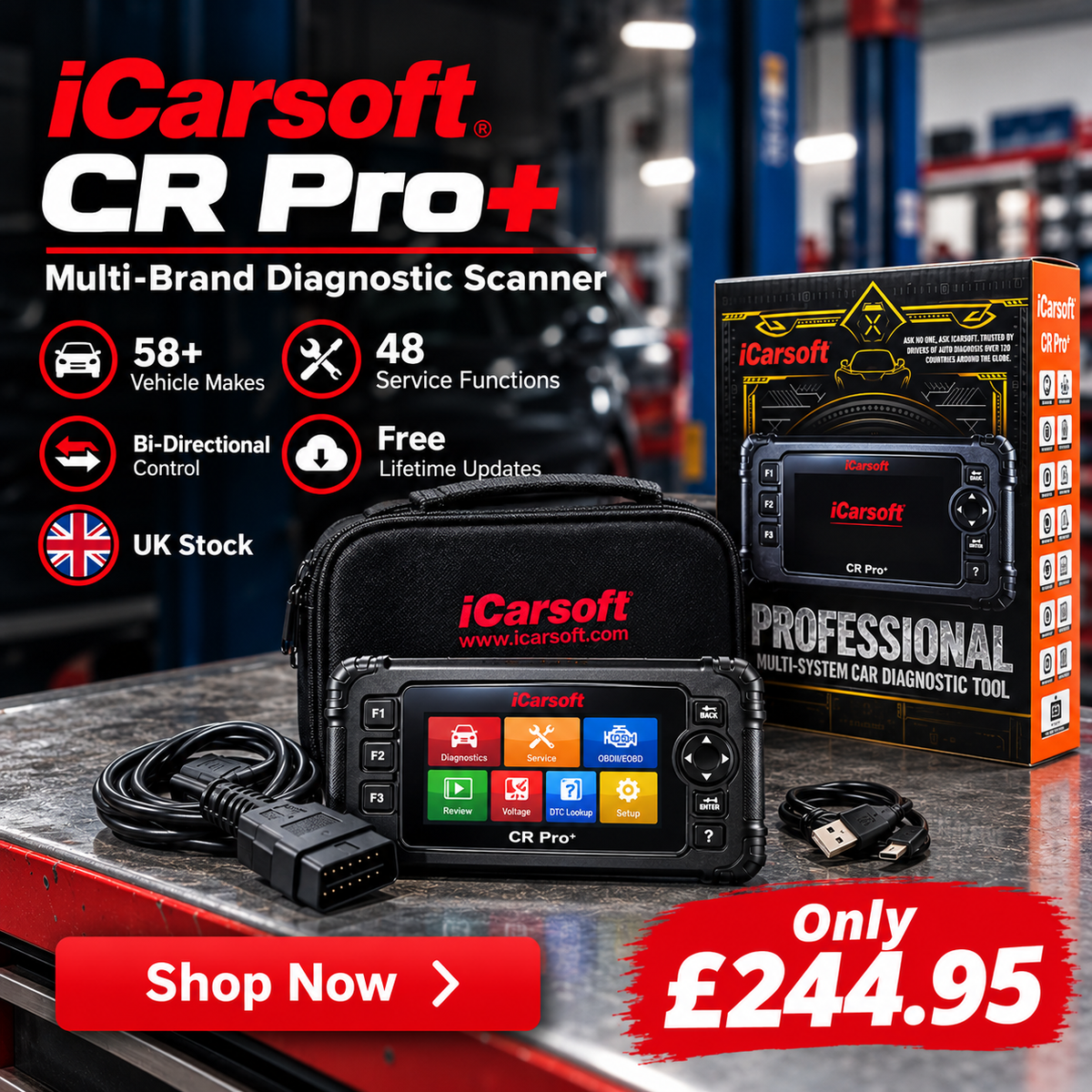 iCarsoft CR Pro+ professional vehicle diagnostic tool