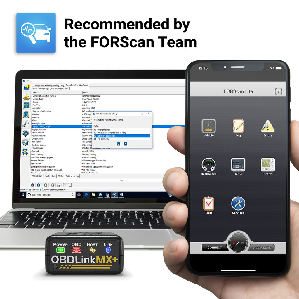 OBDLink MX+ Bluetooth OBD2 Scanner & Diagnostic Adapter - FORScan, Bimmercode, DashCommand - iPhone, Android & Windows